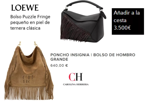 Bolsos lujo con flecos/ Fotomontaje