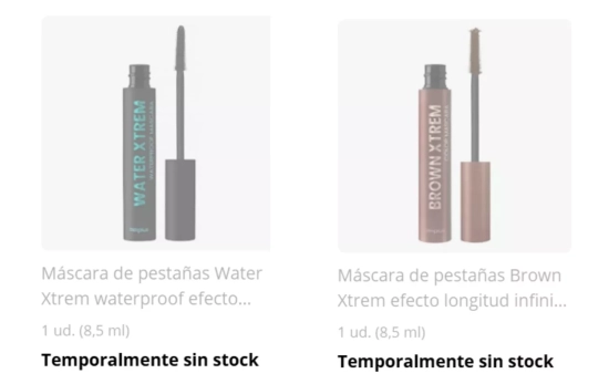 Máscara Water Xtream y Brown Xtream sin stock/ MERCADONA