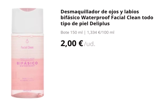 Desmaquillador de ojos y labios bifásico Waterproof Facial / MERCADONA