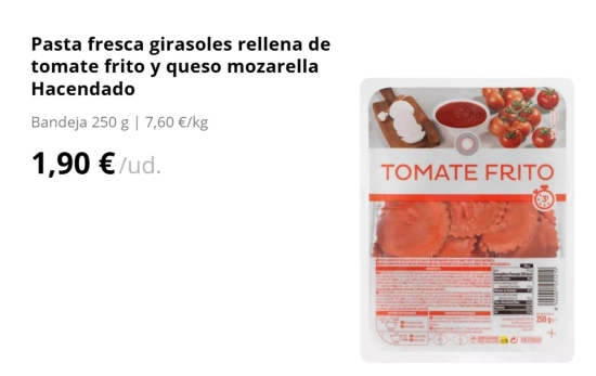Pasta fresca sabor tomate frito/ MERCADONA