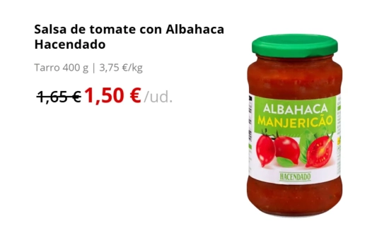 Salsa de tomate con albahaca/ MERCADONA