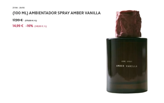 AMBIENTADOR SPRAY AMBER VANILLA/ ZARA HOME