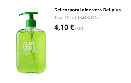 Gel corporal aloe vera Deliplus/ MERCADONA