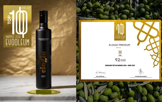 Una botella de Elogio Premium y el premio recibido / Montaje CONSUMIDOR GLOBAL