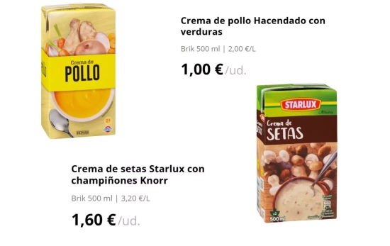 Cremas en brick/ MERCADONA