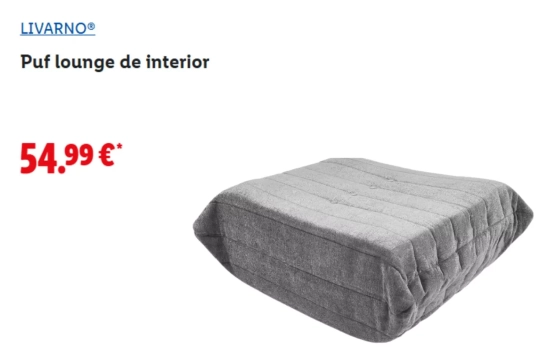 Puf de interior, que puede hacer las veces de reposapiés o mesa/ LIDL