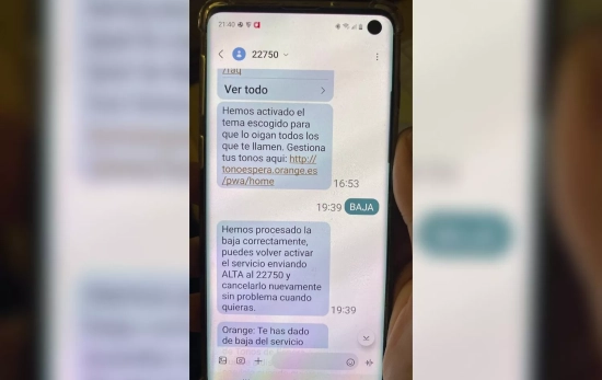 El mensaje para pedir la baja a Orange   CEDIDA