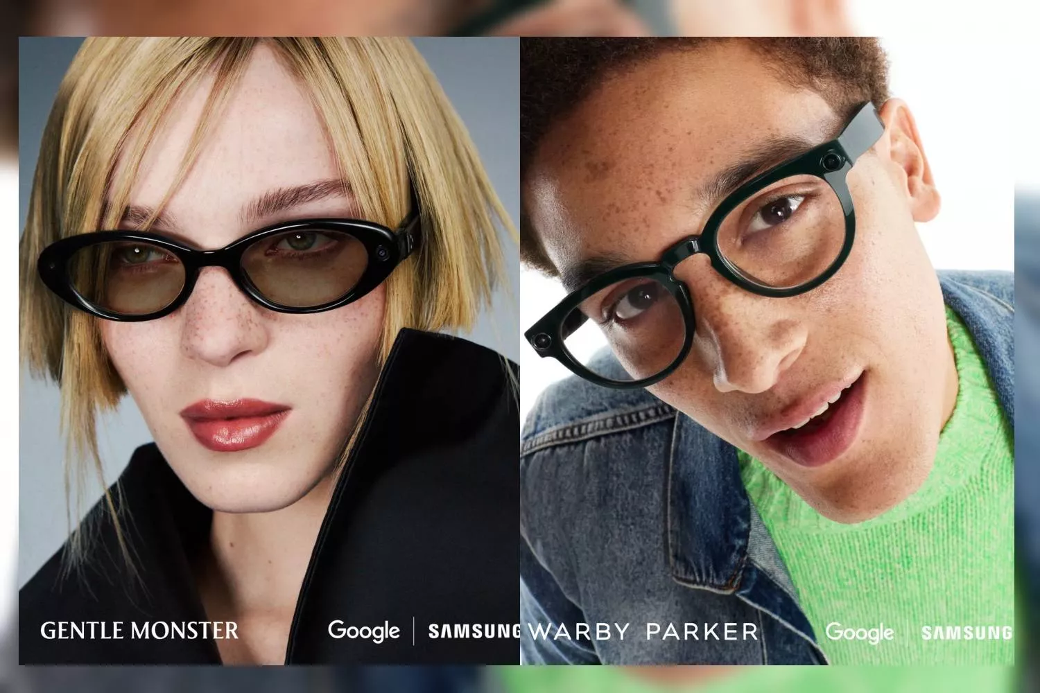 Unos modelos posan con las nuevas gafas inteligentes de Google y Samsung / FOTOMONTAJE CG