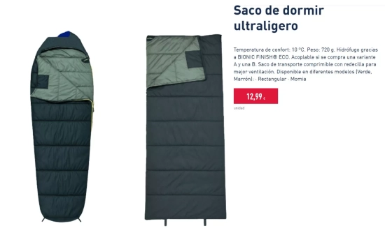 Saco de dormir ultraligero/ ALDI Saco de dormir ultraligero/ ALDI