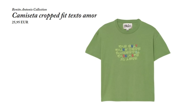 Camiseta Cropped Fit Benito Antonio Collection/ ZARA Camiseta Cropped Fit Benito Antonio Collection/ ZARA