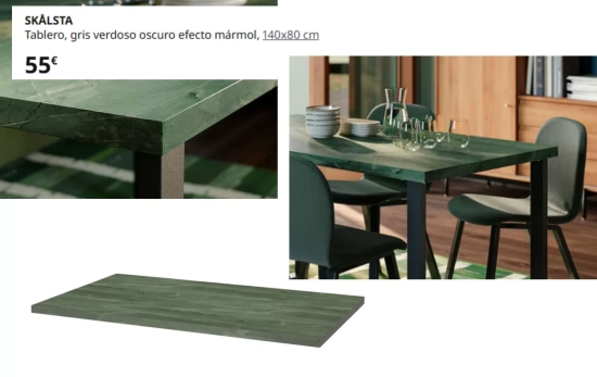 Tablero efecto mármol verde/ IKEA