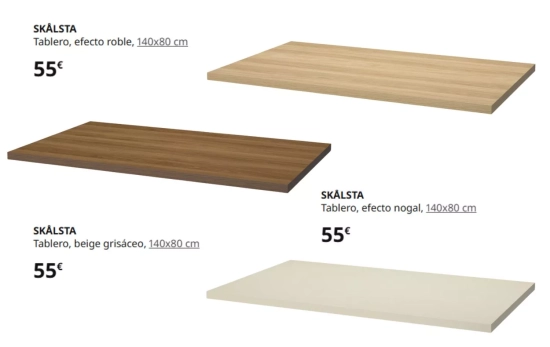 Tableros diferentes acabados/ IKEA