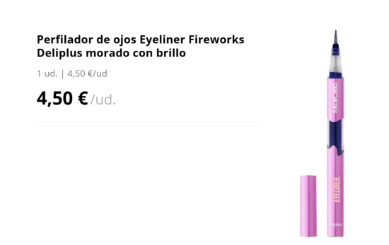 Perfilador de ojos Eyeliner Fireworks Deliplus morado con brillo/ MERCADONA Perfilador de ojos Eyeliner Fireworks Deliplus morado con brillo/ MERCADONA