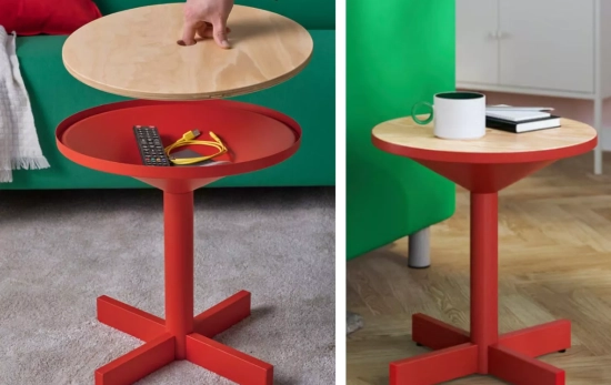 GRIMSARBO Mesa auxiliar, contrachapado de pino/rojo vivo/ IKEA GRIMSARBO Mesa auxiliar, contrachapado de pino/rojo vivo/ IKEA