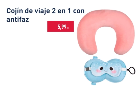 Cojín y antifaz mullido/ ALDI