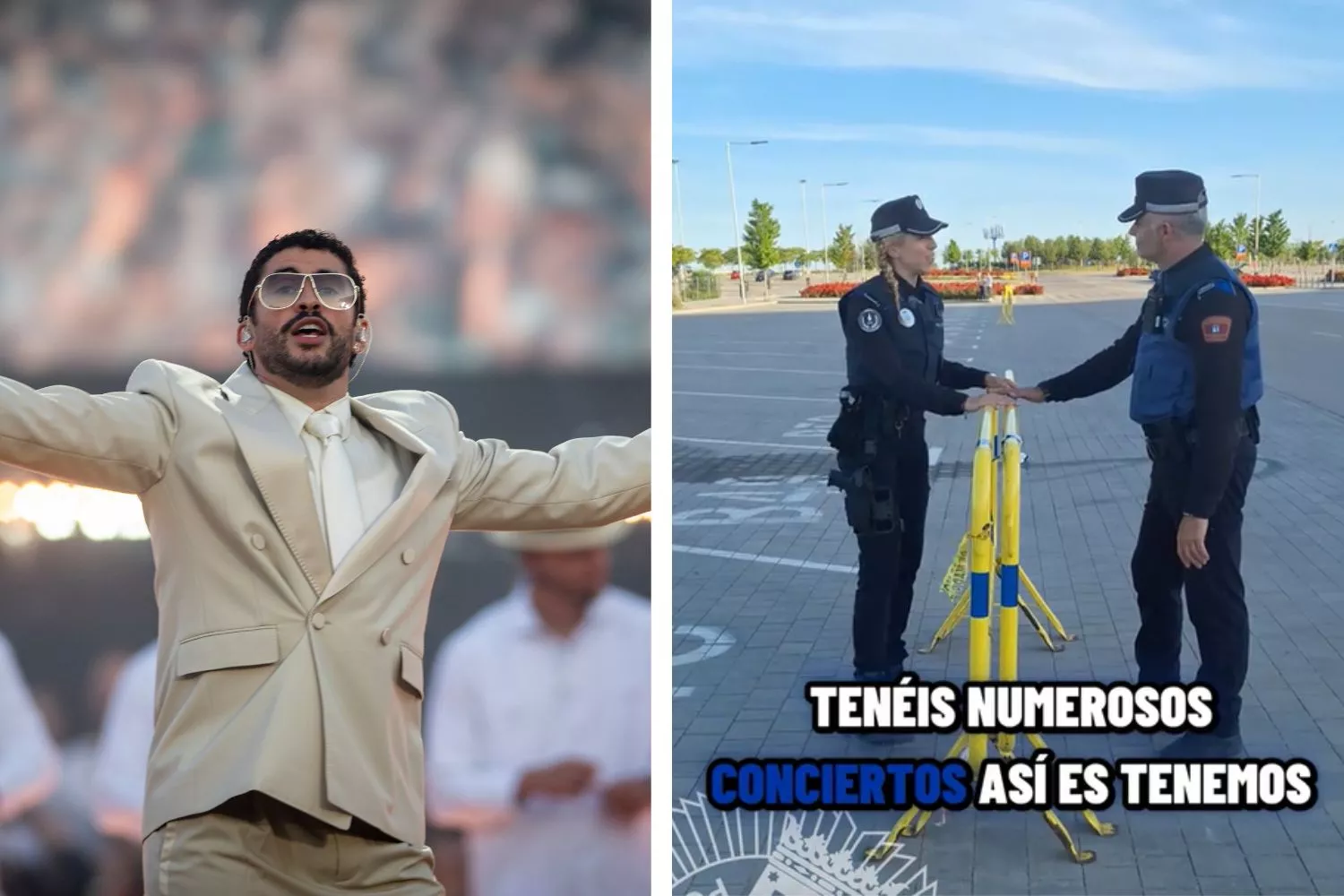La Policía de Madrid advierte a los asistente de los conciertos de Bad Bunny/ Fotomontaje Consumidor Global