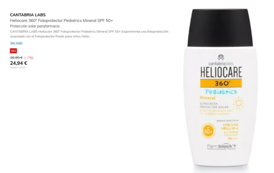 Heliocare 360º Fotoprotector Pediatrics Mineral SPF 50+/ PRIMOR Heliocare 360º Fotoprotector Pediatrics Mineral SPF 50+/ PRIMOR