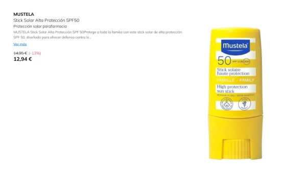Mustela Stick Solar Alta Protección SPF50/ PRIMOR Mustela Stick Solar Alta Protección SPF50/ PRIMOR
