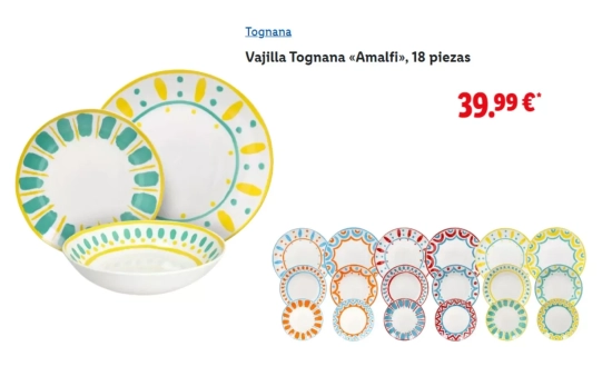 Vajilla Tognana «Amalfi», 18 piezas/ LIDL
