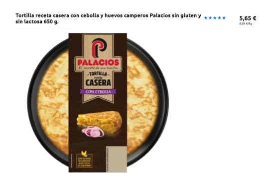 Tortilla receta casera con cebolla y huevos camperos Palacios / CARREFOUR Tortilla receta casera con cebolla y huevos camperos Palacios / CARREFOUR