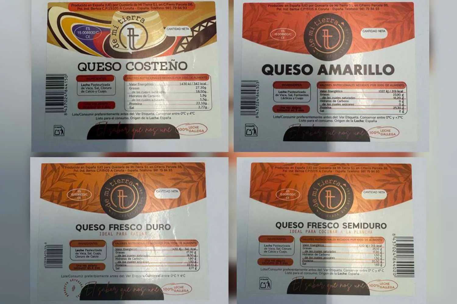 Los cuatro quesos de la marca De mi tierra con listeriosis / Fotomontaje Los cuatro quesos de la marca De mi tierra con listeriosis / Fotomontaje