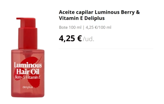 Aceite capilar Luminous Berry & Vitamin E Deliplus/ MERCADONA