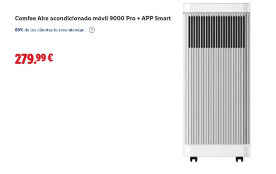 Comfee Aire acondicionado móvil 9000 Pro + APP Smart/ LIDL Comfee Aire acondicionado móvil 9000 Pro + APP Smart/ LIDL