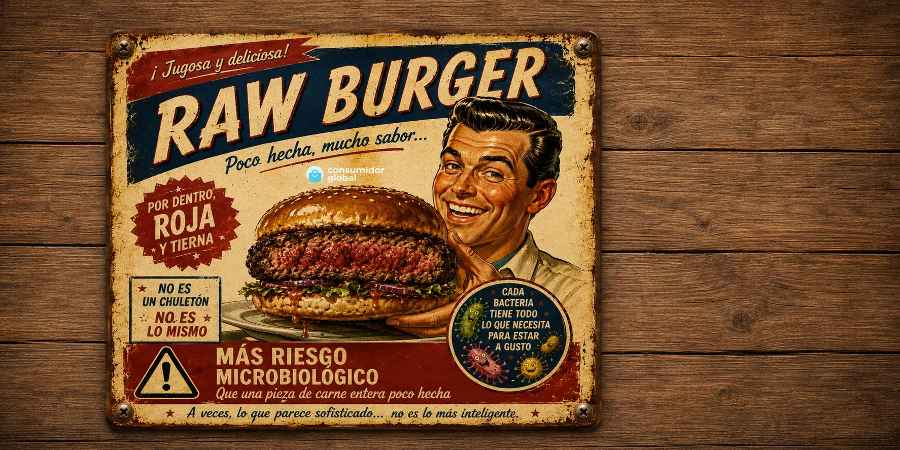 Imagen de una hamburguesa casi cruda
