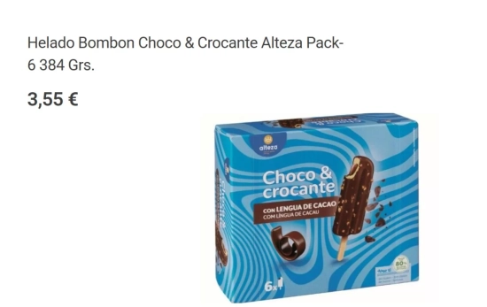 Helado Bombon Choco & Crocante/ Alteza 