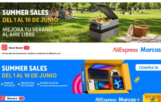 Cartel promocional de las rebajas de verano de AliExpress