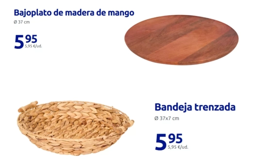 Bandeja de madera y ratán/ ACTION