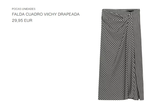 Falda drapeada vichy/ ZARA