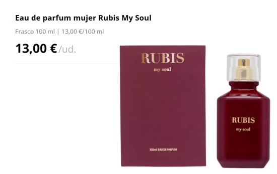 Eau de parfum mujer Rubis My Soul/ MERCADONA