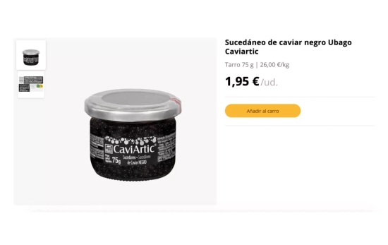 Sucedáneo de caviar negro de la marca Ubago / MERCADONA