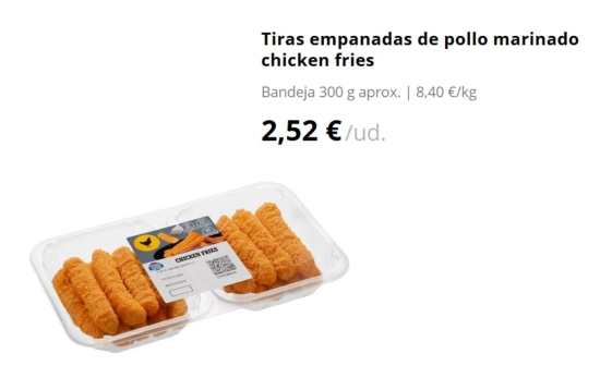 Tiras empanadas de pollo marinado chicken fries/ MERCADONA Tiras empanadas de pollo marinado chicken fries/ MERCADONA