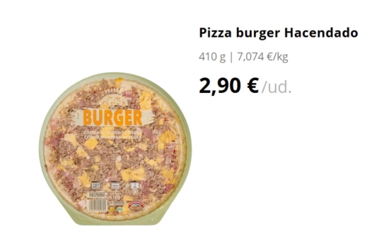 Pizza burger Hacendado/ MERCADONA Pizza burger Hacendado/ MERCADONA