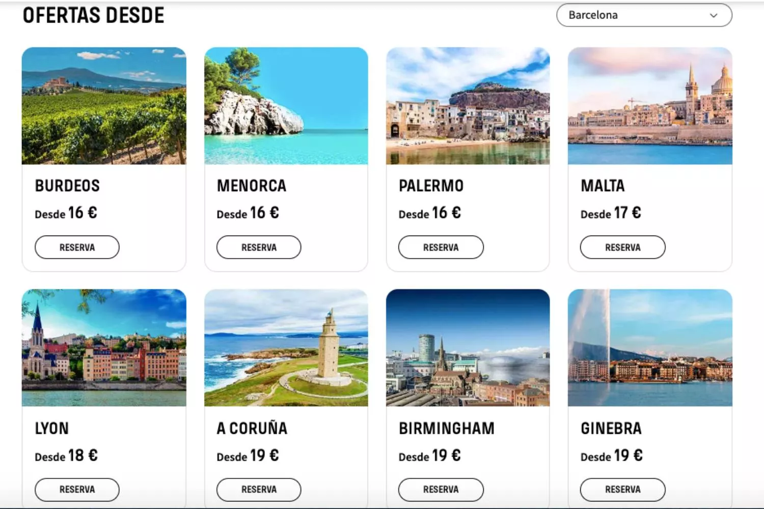 Varios de los destinos incluidos en la promoción de Vueling   CAPTURA