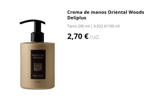 Crema de manos Oriental Woods Deliplus/ MERCADONA Crema de manos Oriental Woods Deliplus/ MERCADONA