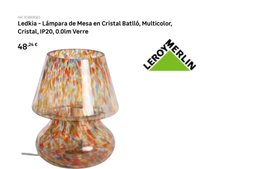 Lámpara de Mesa en Cristal Batlló/ LEROY MERLIN Lámpara de Mesa en Cristal Batlló/ LEROY MERLIN