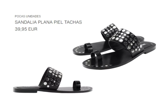 Sandalia plana piel con tachuelas/ ZARA Sandalia plana piel con tachuelas/ ZARA