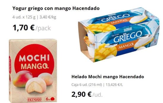 Yogur griego y mochis de mango/ MERCADONA