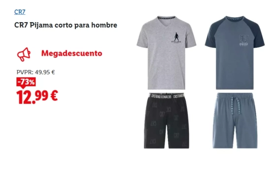 Pijama corto CR7/ LIDL Pijama corto CR7/ LIDL
