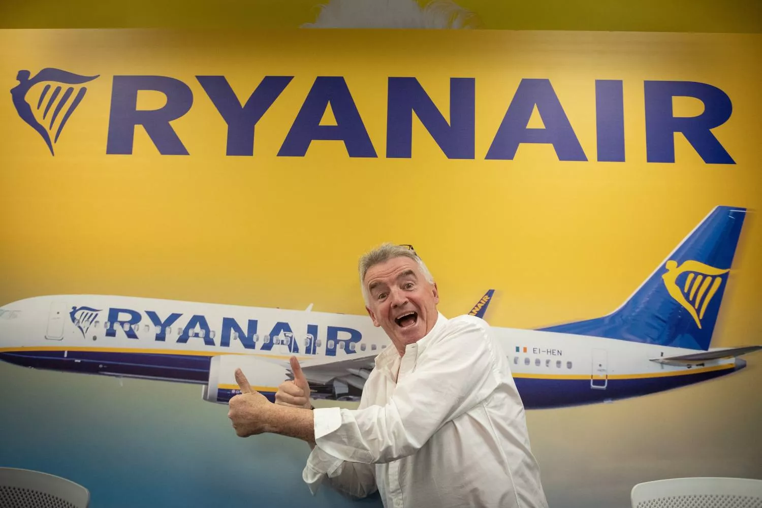 El consejero delegado de Ryanair, Michael O'Leary, ofrece una rueda de prensa en la sede de Ryanair en Madrid / EP