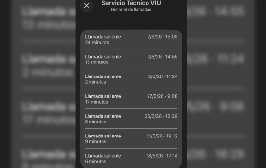 Historial de llamadas realizadas por parte de la alumna a la VIU para reclamar el acceso a la asignaturas / CEDIDA - FOTOMONTAJE CG Historial de llamadas realizadas por parte de la alumna a la VIU para reclamar el acceso a la asignaturas / CEDIDA - FOTOMONTAJE CG