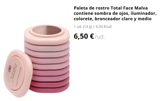 Paleta de rostro Total Face Malva/ MERCADONA Paleta de rostro Total Face Malva/ MERCADONA