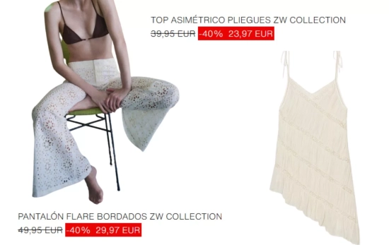 Ropa de Zara tras escribir ' Hilatura' en el buscador/ ZARA