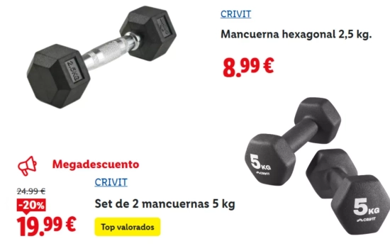 Mancuernas ligeras/ LIDL