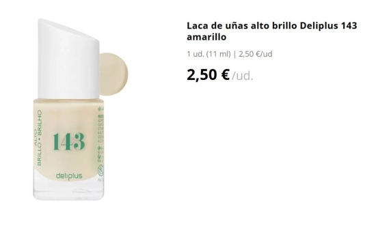 Laca de uñas alto brillo Deliplus 143 amarillo/ MERCADONA