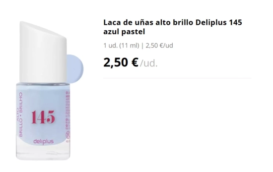 Laca de uñas alto brillo Deliplus 145 azul pastel/ MERCADONA