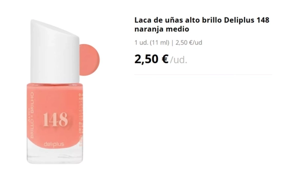 Laca de uñas alto brillo Deliplus 148 naranja medio/ MERCADONA
